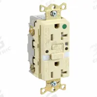 HUBBELL GFCI Receptacle: Hospital Grade, Duplex, 5-20R, Ivory, GFCI, 125V AC, 20 A, 2 Pole / 3 Wire (MPN GFTRST83INL)