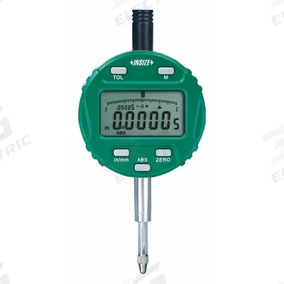 INSIZE Digital Indicator: 0 in to 0.5 in /0 mm to 12.7 mm, Inch/Metric - Digital Indicators with Non-Removable Flat Back