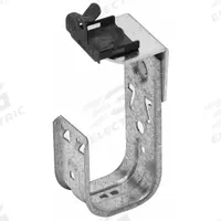 B-LINE BY EATON J-Hook: Hammer-On with Locking Latch, 2 in Max. Bundle Dia., Galvanized Steel (MPN BCH32-U-2-4). Key specifications — Material: Galvanized Steel; Mounting: 360° Horizontal Rotation; Includes Locking Latch: Yes; Color: Silver; Brand: B-LINE BY EATON; Mounting Location: Beam; Mounting & Attachment (subhead): Hammer-On with Locking Latch.