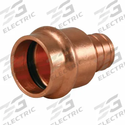 NIBCO Press Adapter Fitting: Straight, 1 in CTS x 1 in Pipe size, Press-fit x Barbed - Plumbing Copper & Bronze Press Tube Fittings