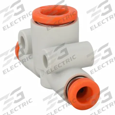 SMC Push-Fit Tee Fitting: 5/32 in OD x 5/32 in OD x 1/4 in OD Size - Polybutylene & Brass Tube Fittings