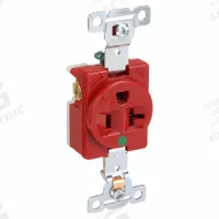 BRYANT Receptacle: Hospital Grade, Single, 5-20R, Red, 125V AC, 20 A, 2 Pole / 3 Wire (MPN 8310RED)