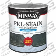 MINWAX Pre-Stain: Pre-Stain Conditioner, Interior, Water, 32 fl oz Container Size, Wood, Clear (MPN 618514444). Key specifications — Brand: MINWAX; Transparency: Clear; Use Location: Interior; Sub-Brand: Pre-Stain Wood Conditioner; Color: Clear.