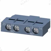 SIEMENS Auxiliary Contact Block: 2NO (MPN 3RV29011F). Key specifications — Brand: SIEMENS; Compatible with Series: SIRIUS 3RV2 Motor Starter Protectors.