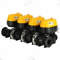 BANJO Electrically Actuated Two-Way Ball Valve: 1 in Nominal Valve Size, 12V DC, Three-Piece, PTFE (MPN MEVX1014). Key specifications — Actuator Features: Internally Fused/Automatic Reset; Brand: BANJO; Number of Valves: 4.
