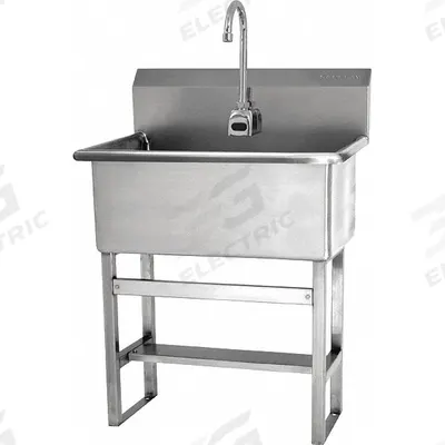SANI-LAV Scrub Sink: 45 1/2 in Overall Ht, 22 in Bowl Lg, 10 1/2 in Bowl Dp, 2 gpm Flow Rate - One-Station Freestanding Hand Sinks with Faucets