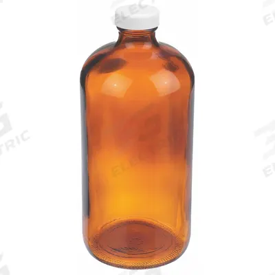 WHEATON Bottle: 1 L, Amber, 33-400 mm, No Closure, No Closure - Amber Narrow Mouth Round Glass Lab Bottles