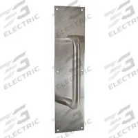 TRIMCO Door Pull Plate: 4 in Wd, 16 in Ht, Stainless Steel (MPN 1018-3B.710CU). Key specifications — Color: Gray; Material: Copper Alloy; Operation Type: Hand Pull; Brand: TRIMCO.