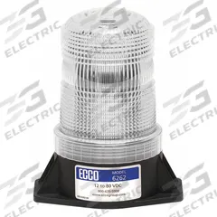 ECCO Beacon Light: Flashing Beacon, White, 4 7/8 in Overall Ht, LED, 12-80V DC (MPN 6262C). Key specifications — Operating Voltage: 12-80V DC; Number of Flash Patterns: 80 FPMx8; Includes: Mounting Hardware; Electrical Connection: Blunt Cut Wires; Mount Type: Bolt; Brand: ECCO; Shape: Round; Lighting SAE Class Rating: SAE Class 3.
