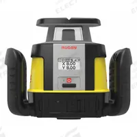LEICA RUGBY Rotary Laser: 4,430 ft Range w/Receiver, Red Beam, Horizontal, ±1/16 in @ 100 ft, 0 Dots (MPN Rugby CLH with CLX400). Key specifications — attr935954: Red; attr935948: ±1/16 in @ 100 ft; attr935970: Case; attr935961: Horizontal; attr935962: Electronic Self-Leveling; attr935949: Li-Ion; attr935951: Height Checking; attr935952: Batteries Included.