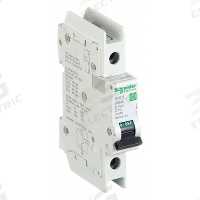 SCHNEIDER Miniature Circuit Breaker: 15 A Amps, 60V DC, 14kA at 120/240V AC - Z-Curve, 1-Pole UL489 DIN Rail-Mount Miniature Circuit Breakers