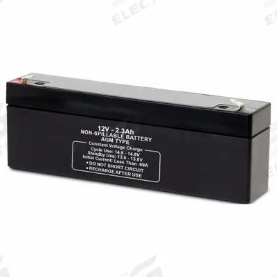 APPROVED VENDOR Sealed Lead Acid Battery: 12V DC, 2.3 Ah Capacity, 2.4 in Ht, 1.4 in Wd - AGM Sealed Lead Acid Batteries