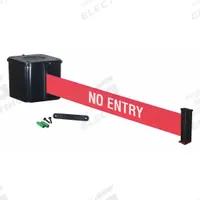 RETRACTA-BELT Wall Mounted Retractable Belt Barrier: Removable Mounting Plate, 15 ft Belt Lg, Red (MPN WM412SB15-NE-RE). Key specifications — Message Color: White; Frame Color: Black; Brand: RETRACTA-BELT; Belt Color: Red.