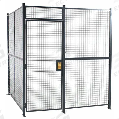 WIRECRAFTERS Partition Cage: 8 ft W x 8 ft D 8 ft H, Gray, 4 Sides - WireCrafters Welded-Wire