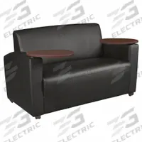 REGENCY Sofa: Black, Black, Vinyl, Wood, 45 in Seat Wd, 19 in Seat Dp, 18 in Seat Ht (MPN 7702NSJVBK)