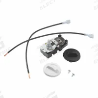 CADET Single Pole Thermostat Kit: 12 5/8 in Overall Wd, 120/240V AC, 50° to 90°F (MPN 66051). Key specifications — Thermostat Control Type: Mechanical Selector Dial; Voltage: 120/240V AC; Thermostat Control Range: 50° to 90°F; Includes: White and Black Knobs; Brand: CADET.