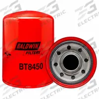BALDWIN FILTERS Hydraulic Filter: Hydraulic Fluid, 1 1/4"-11 Thread Size, Spin-On, 5 in Outside Dia (MPN BT8450). Key specifications — Media Material: Cellulose; Brand: BALDWIN FILTERS; Compatible Fluid Type: Hydraulic Fluid; Compatible Vehicle Make: New Holland; Includes: Anti-Drainback Valve; Thread Size: 1-1/4"-11.