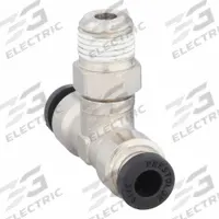 PARKER Push-Fit Tee Fitting: 3/16 in OD x 3/16 in OD x 1/8 in Pipe Size, Brass, 1 5/8 in Overall Lg (MPN W172PLP-3-2). Key specifications — Brand: PARKER.