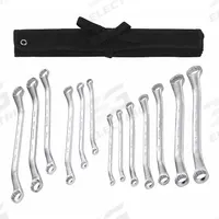 WESTWARD Box End Wrench Set: Alloy Steel, Satin, 13 Tools, 12-Point Box End, 40° Head Offset Angle (MPN 54DG06). Key specifications — attr309408: Alloy Steel; attr309397: Satin; attr309399: No; attr309390: Canvas Pouch; attr324925: WESTWARD.