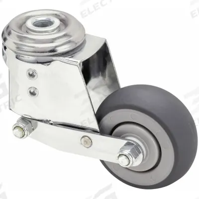 APPROVED VENDOR Bolt-Hole Caster: Swivel, Side Brake, 3 in Wheel Dia., 1 1/4 in Wheel Wd - Shock-Absorbing Bolt-Hole Casters