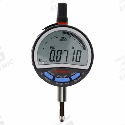 MITUTOYO Digital Indicator: 0 in to 0.5 in /0 mm to 12.7 mm, Inch/Metric, 0.001 in Accuracy - Digital Indicators with Removable Flat Back