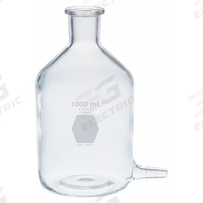 KIMBLE Reservoir Bottle: 500 mL, 165 mm, Colorless, Narrow Mouth Size - Glass Reservoir Lab Bottles with Bottom Outlet