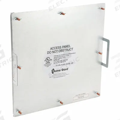 FLAME GARD Duct Access Door: 15 in x 15 in, 16 ga, Steel, Thumbscrews, 2,300°F Max Temp Rating - Fire-Rated Flat Access Doors