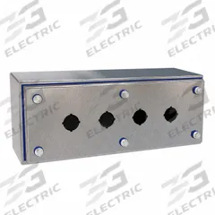 HAMMOND Push Button Enclosure: 22mm, 4 Holes, 304 Stainless Steel, NEMA 12/3R/4/4X (MPN HYMPB4VSS). Key specifications — Brand: HAMMOND; Environments & Applications: Indoor Dust & Water Droplets.