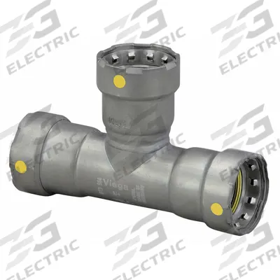 VIEGA MEGAPRESS Crimp Tee Fitting: 1 in Pipe x 1 in Pipe x 1 in Pipe Size, Steel - Gas Steel Press Pipe Fittings