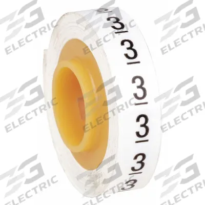 3M Wire Marker Tape Refill: 3, Black on White, 576 Labels, Polyester Film - Wire Marker Dispenser Replacement Rolls