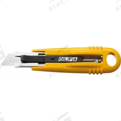 OLFA Safety Knife: 5 1/2 in Overall Lg, Textured, 1 1/2 in Overall Wd, Plastic - Automatic Retracting Utility Knives
