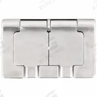 HUBBELL Wall Plate: Weatherproof-Covered Outlet, 1 Gang, Silver, Std Size (MPN HBLSS83R). Key specifications — Brand: HUBBELL; Material: Stainless Steel.