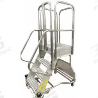 COTTERMAN Rolling Ladder: 5 ft Platform Ht, Assembled, Foot-Activated Step Lock, Stainless Steel (MPN WMXS06R37A3FGP6NT). Key specifications — Brand: COTTERMAN; Color: Gray; Handrail Configuration: Double Handrails.