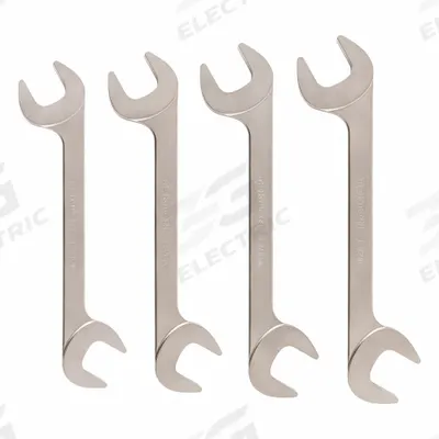 TEKTON Open End Wrench Set: Chromium Molybdenum Steel, Satin, 4 Tools - SAE, Double End, Open End Wrench Sets
