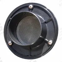 BUSHMAN Overflow Screen: Black, 6 in Overall Ht, 6 in Overall Wd, Plastic, 3 in Inlet Dia (MPN BCS120006-1). Key specifications — Product Type: Overflow Screen; Brand: BUSHMAN; Material: Plastic; Color: Black.