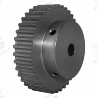 DAYTON Timing Pulley: Modified Curvilinear, Fixed, For GT Timing Belt Section, For 9 mm Belt Wd (MPN 38-5P09-6A4). Key specifications — attr1328801: DAYTON; attr1328807: Clear Anodized; attr1328808: Powerhouse®.
