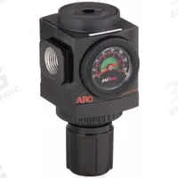 ARO Compressed Air Regulator: Aluminum, 1/2 in NPT, 210 cfm, 0 psi to 140 psi, Knob, 2000 Series (MPN R37341-600). Key specifications — attr111664: Yes; attr111400: 2000; attr111627: ARO.
