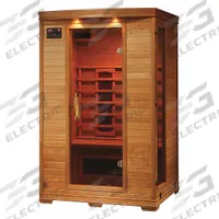 HEATWAVE Infrared Sauna: Rectangular, Hemlock Wood, 2 Max Occupancy, 5 Heaters, 47 1/4 in Overall Lg (MPN BSA2406). Key specifications — Features: Dual Interior and Exterior LED Control Panels.