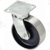 RWM Plate Caster: Swivel, Steel, 5 in Wheel Dia, 2 in Wheel Wd, 6 1/2 in Mounting Ht, Roller, Swivel (MPN 65-FSR-0520-S). Key specifications — Wheel/Tread Color: Silver; Brand: RWM; Roll Up: Swivel.