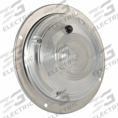 GROTE Dome Light: Round, 12V DC, Incandescent, Clear, Silver, 6 7/16 in Overall Dia - Round Dome Lights