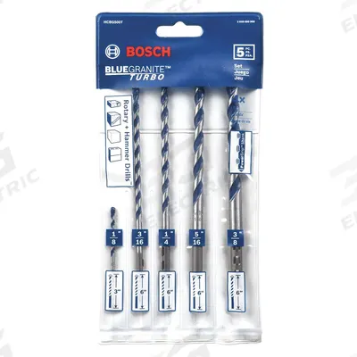 BOSCH Hex Shank Drill Bit Set: 1/4 in_1/8 in_3/8 in_3/16 in_5/16 in Drill Bit Size - Hex-Shank Hammer Drill Bit Sets