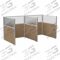 VERSARE Cubicle Kit: 72 in Overall Ht, 72 in Overall Wd, 5 Panels, Latte, Fabric/Polycarbonate (MPN HPKW-66-S-BRN-FL). Key specifications — Panel Color: Latte; Brand: VERSARE; Panel Material: Fabric; Window Style: Fluted.