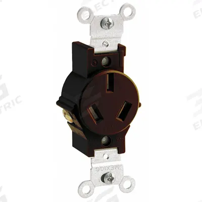 LEVITON Receptacle: Single, 10-20, Brown, 125/250V AC, 20 A, 3 Pole / 3 Wire (MPN 5032) - General Purpose Receptacles