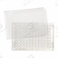 CAPLUGS 96-Well Microplates with Lids: Sterile, 96 Wells, 0.32 mL, 85 mm Dia, Round, Polystyrene (MPN 222803201RE1). Key specifications — Brand: CAPLUGS; Body Color: Natural; RNase/DNase Free: No; Well Shape: Round; Material: Polystyrene.