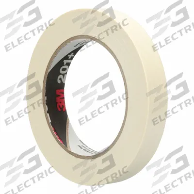 3M Masking Tape: 201+, Tan, 11/16 in Roll Wd, 60 yd Overall Roll Lg, 4.4 mil Thick - General Purpose Masking Tape