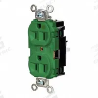 HUBBELL Receptacle: Hospital Grade, Duplex, 5-15R, Green, 125V AC, 15 A, 2 Pole / 3 Wire (MPN HBL8200STGN)