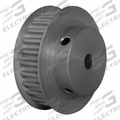 DAYTON Timing Pulley: Modified Curvilinear, Fixed, For GT Timing Belt Section, For 9 mm Belt Wd (MPN 28-5P09-6FA6). Key specifications — Brand: DAYTON; Finish: Clear Anodized; For Belt Series: Powerhouse®.
