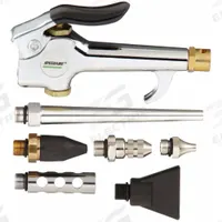 SPEEDAIRE Air Gun Kit: Thumb-Lever Grip, Zinc, 1/4 in Female NPT, 7 Nozzle(s), Straight, Focused (MPN 52CF65). Key specifications — attr1328526: Zinc; attr1328500: Steel Tip; attr1328508: SPEEDAIRE; attr1328515: No; attr1328533: No.