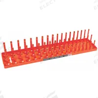 HANSEN Socket Tray: Orange, 22 in Overall Wd, 54 Posts/Slots, Plastic, Sockets (MPN 12063). Key specifications — attr1125348: Plastic; attr1125346: HANSEN; attr1125347: Orange; attr1136588: Sockets; attr1125364: Socket Tray.