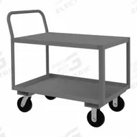 APPROVED VENDOR Utility Cart: 1,200 lb, 43 in L x 26 in W x 31 in H Overall Dim, 2 Shelves, Raised (MPN LDO-243639-2-6PO-95). Key specifications — Caster/Wheel Configuration: (2) Swivel; Brand: APPROVED VENDOR; Caster Wheel/Tread Material: Polyolefin.